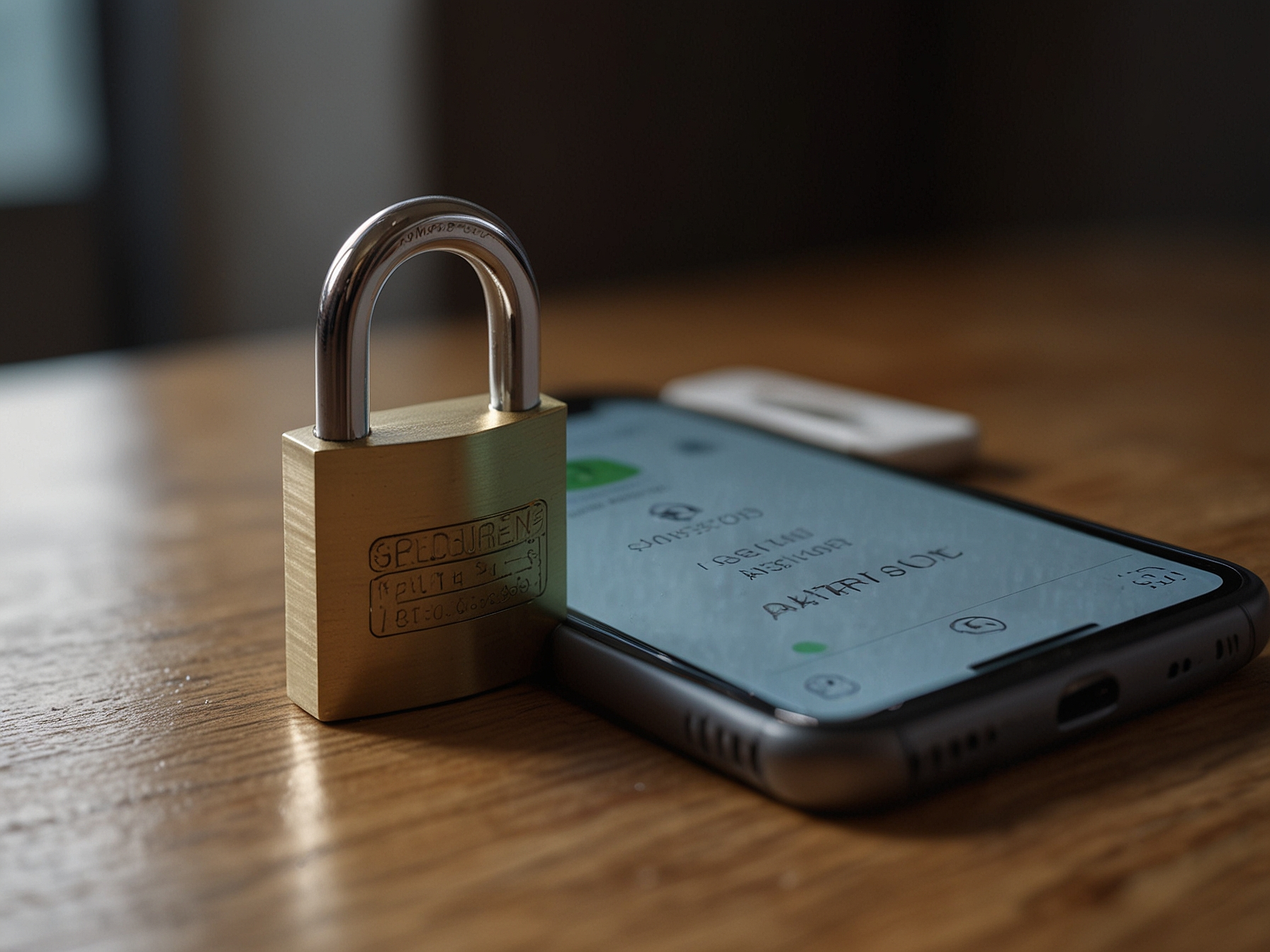 Secure lock and smartphone indicating safety
