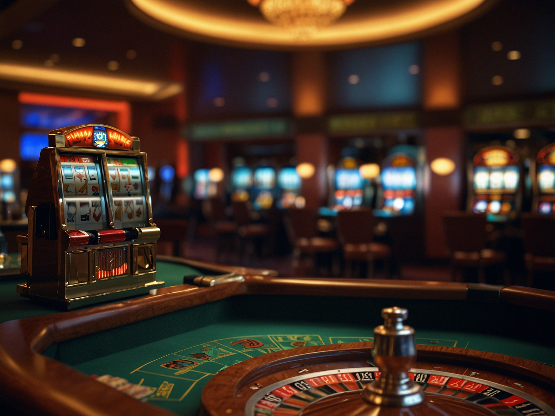 Roulette wheel and slot machine lights